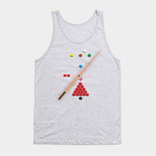 I Love Snooker design showing Snooker Balls arranged as on table. Tank Top
